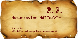Matuskovics Hümér névjegykártya